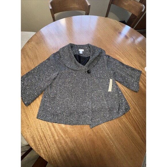 NWT Laura Ashley Woman 2X Black & White Herringbone Cropped Bolero Jacket - Picture 7 of 10